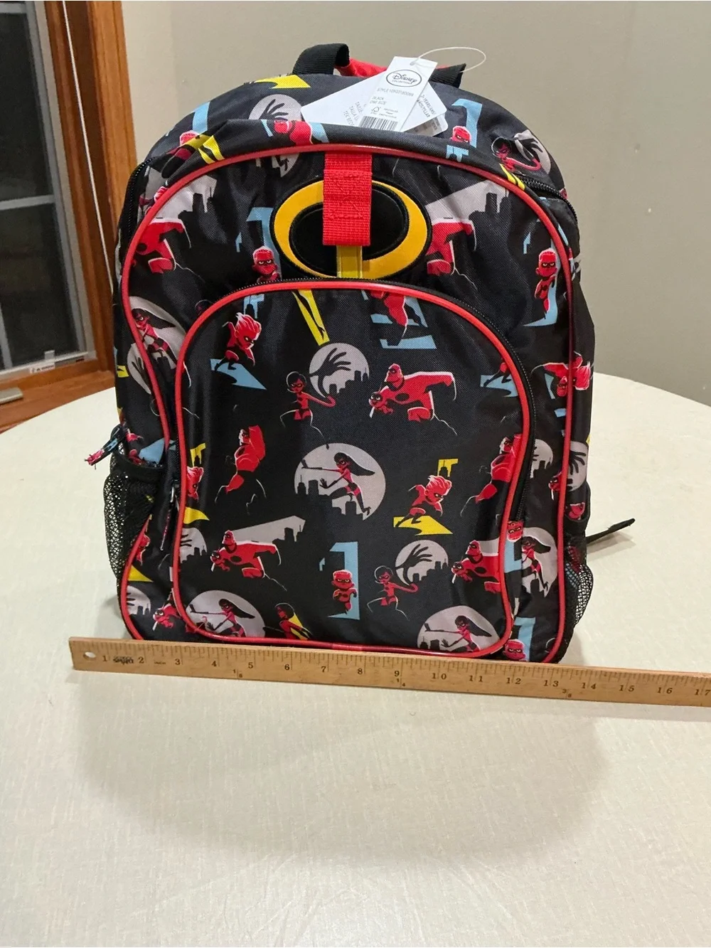 Disney The Incredibles Backpack Black Red All Over Print Kids NWT